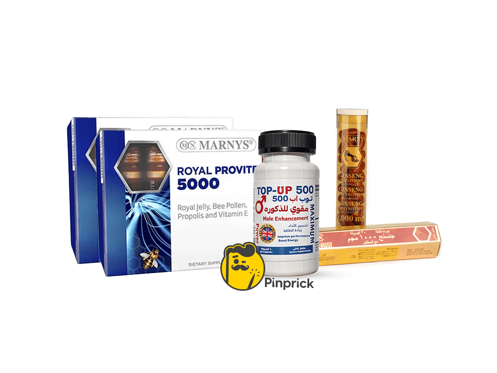 عرض الرمان | Ginseng - Topup - Jelly vit man أفخم المكملات الأوروبية لصحة الرجال الجنسية - مع شنطة شكة دبوس 🎁