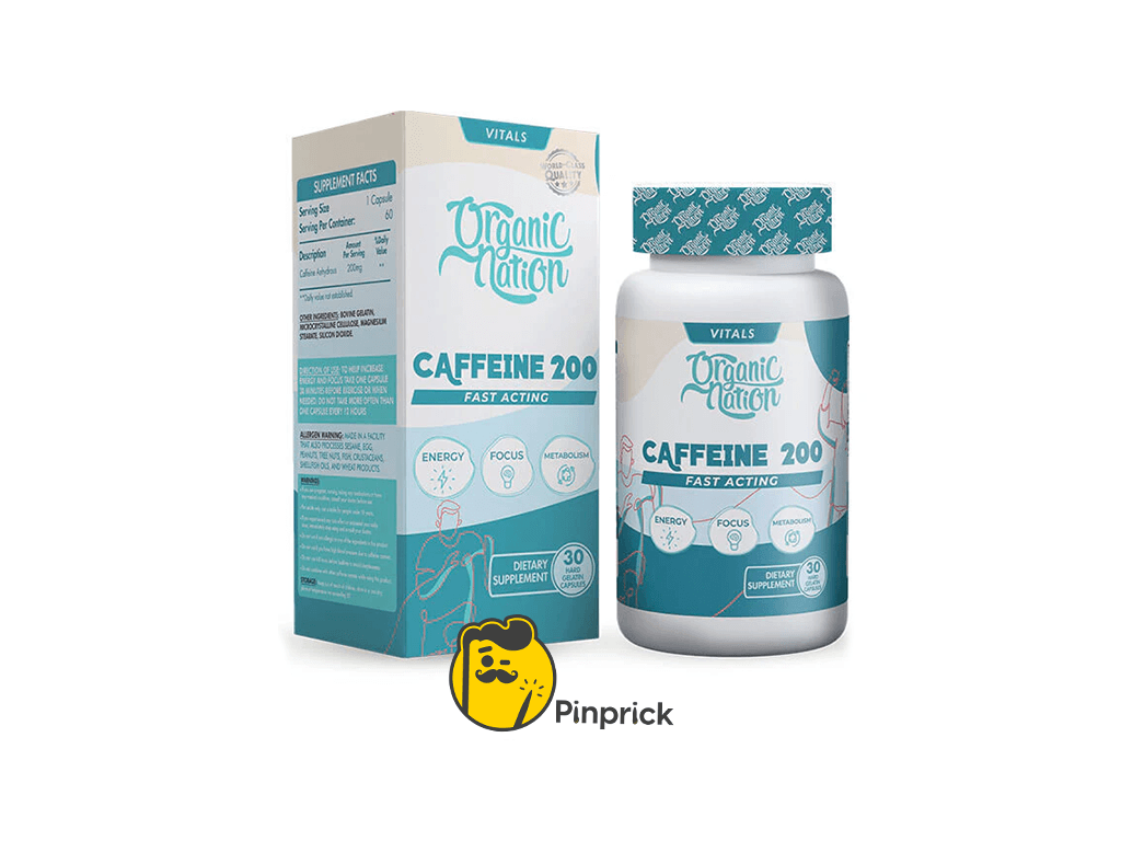 كافيين 200 | Caffeine Anhydrous 200mg – يعزز الطاقة والتركيز والأداء الرياضي بفعالية مثبتة علمياً – 30 كبسولة جيلاتينية | Organic Natione®