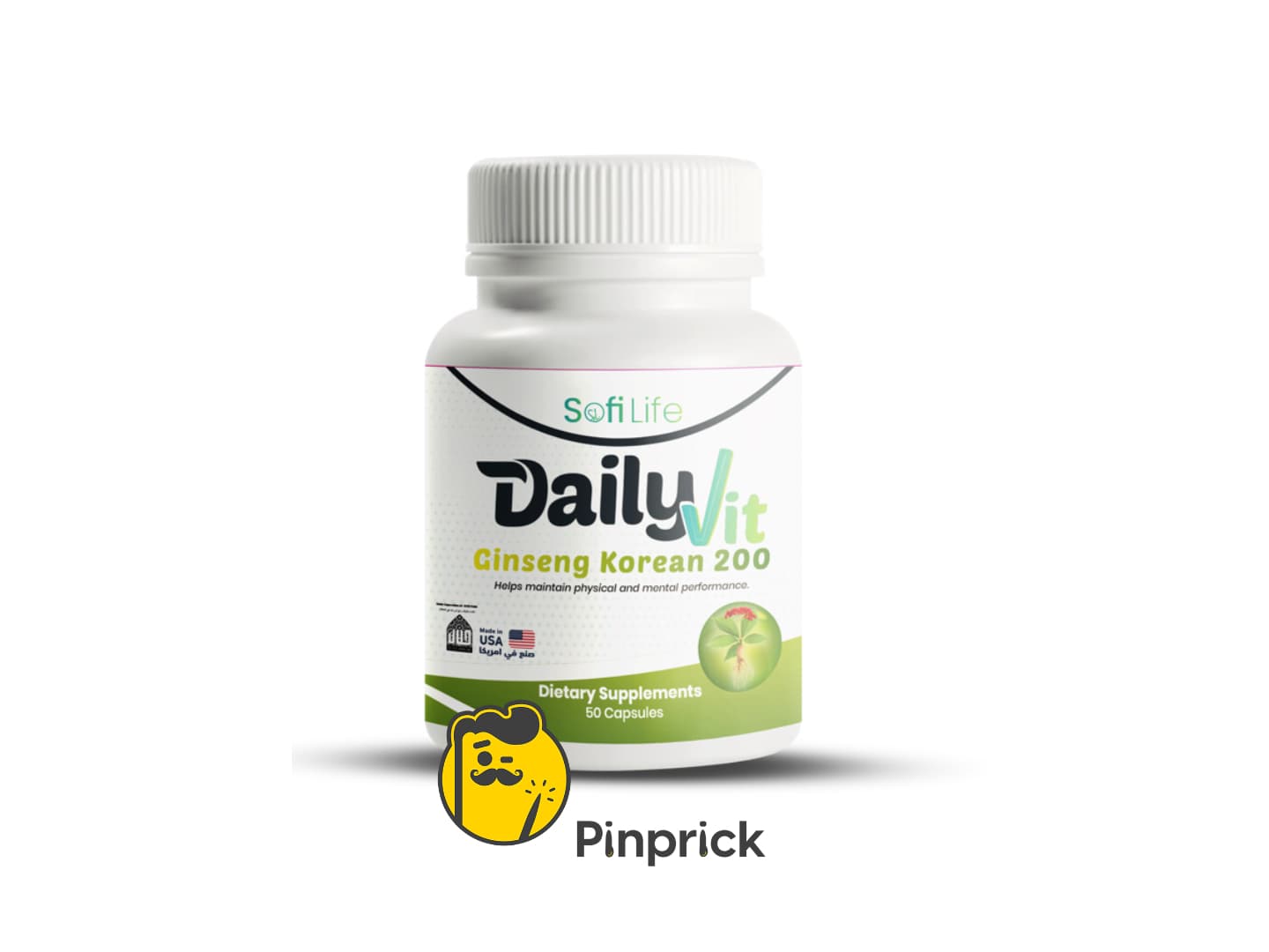 DailyVit Korean Ginseng 200 | جنسنج كوري للطاقة، التركيز، المناعة، والصحة الجنسية – 50 كبسولة – ®sofilife
