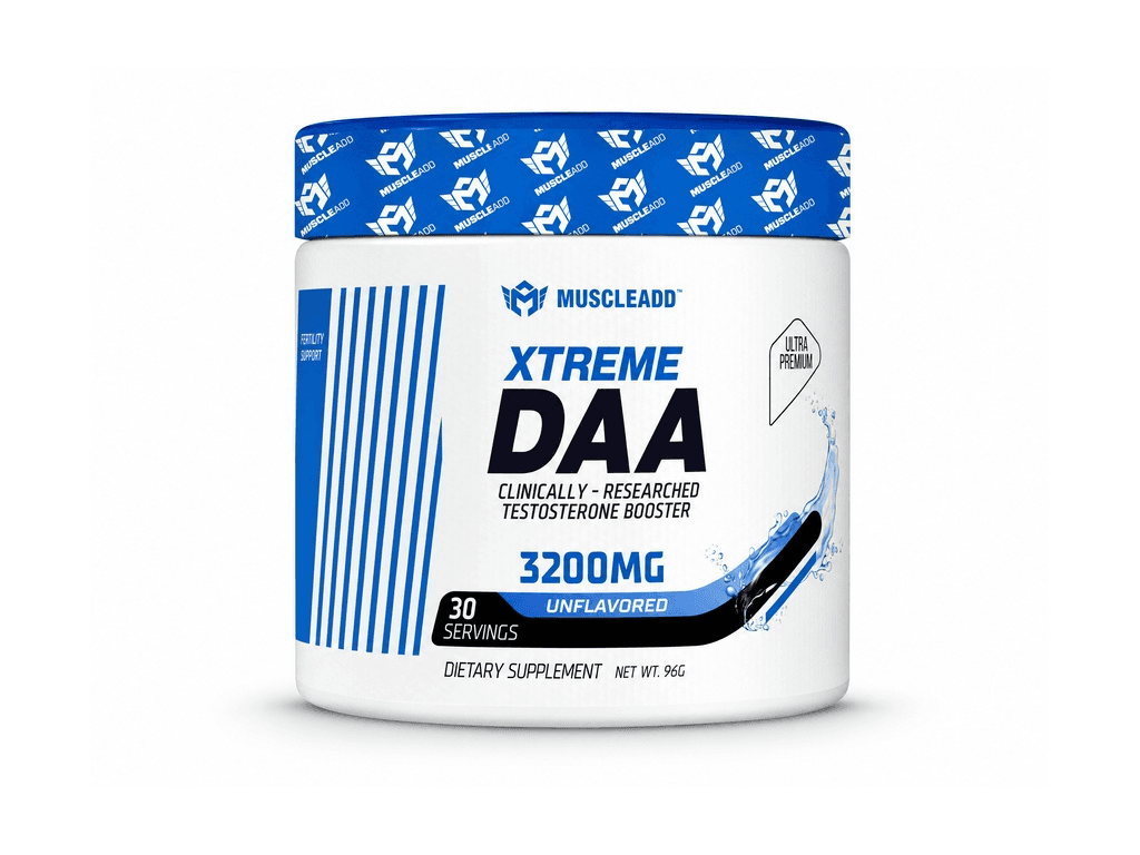 محفز التستوستيرون الطبيعي حمض دي-اسبارتيك Xtreme DAA 3200mg – جرعة 30Serv - 96G – من ®MuscleADD