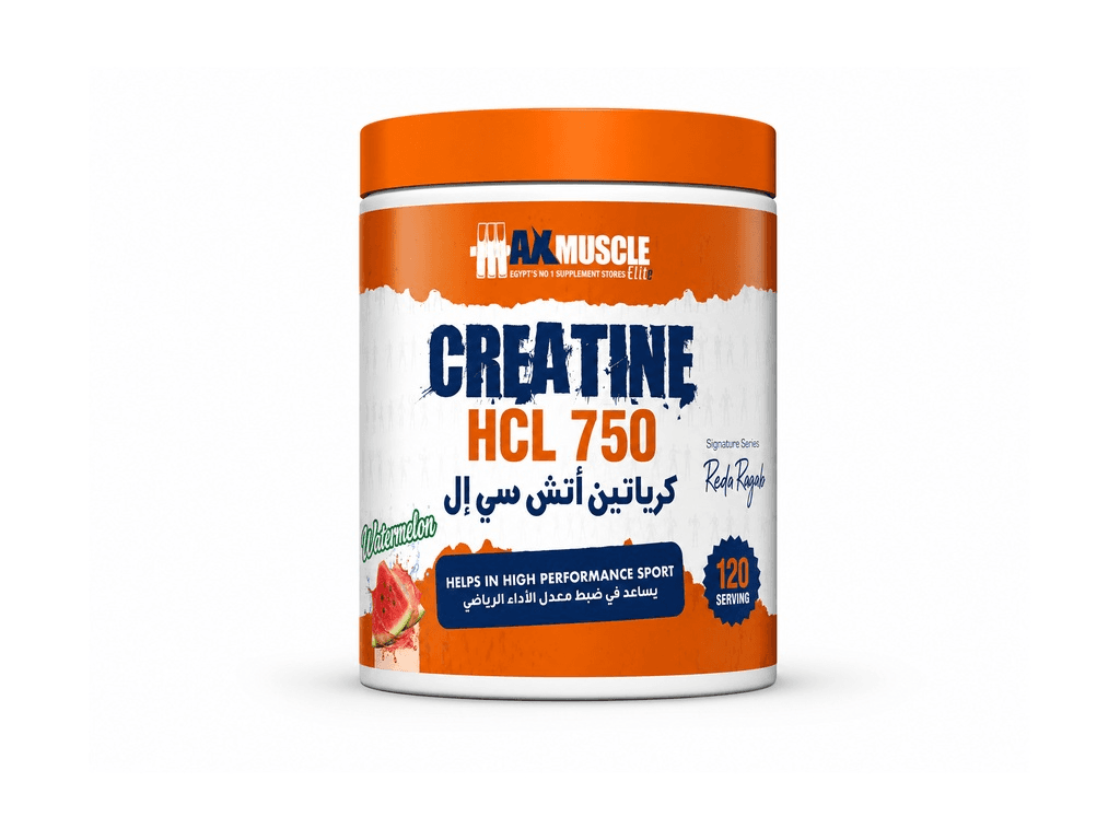 كرياتين هيدروكلوريد فائق الذوبان Creatine HCL 750 - الجرعة 120Serv - 270G - نكهة البطيخ - من ®MaxMuscle