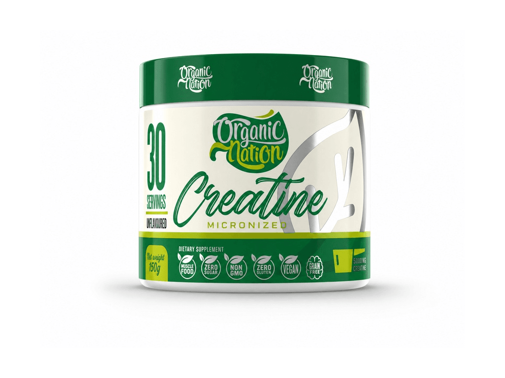 كرياتين مونوهيدرات ميكرونايزد عضوي نقي Micronized Creatine Monohydrate - الجرعة 30Serv 150G من ®Organic Natione