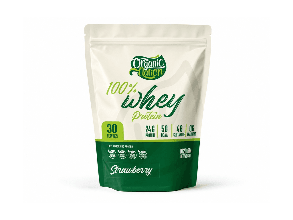 واي بروتين نقي سريع الامتصاص 100% Whey Protein - بثلاث أطعمة مختلفة - الجرعة 30Serv 1020g - من ®Organic Natione